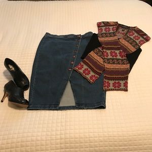 Madewell Denim Asymmetrical Button skirt
